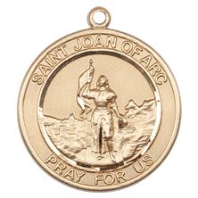 14KT GOLD ST JOAN OF ARC MEDAL - 1" x 7/8"