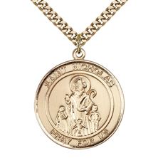 14KT GOLD FILLED ST NICHOLAS PENDANT WITH CHAIN - 1" x 7/8"