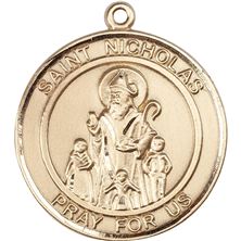 14KT GOLD ST NICHOLAS MEDAL - 1" x 7/8"
