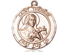 14KT GOLD ST THERESE OF LISIEUX MEDAL - 1" x 7/8"