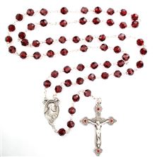 SACRED HEART ROSARY - RED BEAD