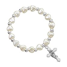 YOUTH WHITE HEART BEAD EUCHARISTIC BRACELET