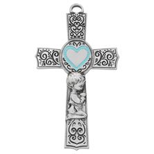 FILIGREE PEWTER CROSS WITH BABY BOY