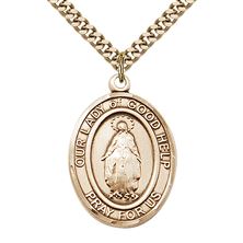 14KT GOLD FILLED OUR LADY OF GOOD HELP PENDANT WITH CHAIN - 1" x 3/4"