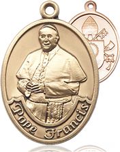 14KT GOLD POPE FRANCIS MEDAL - 1" x 3/4"