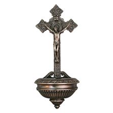 CRUCIFIX HOLY WATER FONT - BRONZE FINISH