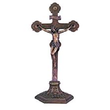 ORNATE TABLETOP CRUCIFIX - BRONZE FINISH (22 ½”)