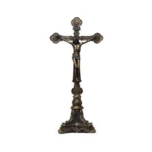 ORNATE STANDING CRUCIFIX IN COLD-CAST BRONZE