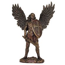 SAINT MICHAEL SANS DEVIL STATUE COLD CAST BRONZE - 14"