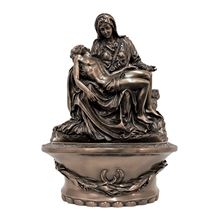 VERONESE PIETA HOLY WATER FONT WITH BASE - COLD CAST BRONZE