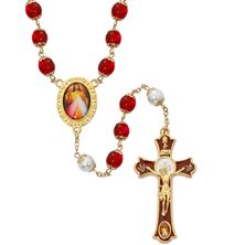 DIVINE MERCY RED BEAD ROSARY