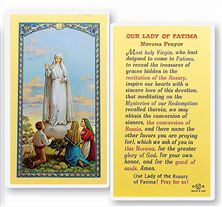 LAMINATED HOLY CARD OUR LADY OF FATIMA