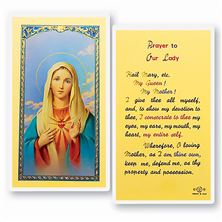 LAMINATED HOLY CARD - PRAYER TO OUR LADY IMMACULATE HEART OF MARY