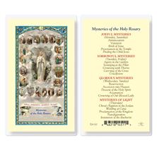LAMINATED HOLY CARD - MYSTERIES OF THE ROSARY
