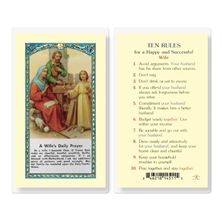 LAMINATED HOLY CARD - TEN RULES - WIFE