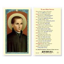 LAMINATED HOLY CARD TO AN ALTAR SERVER