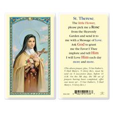 LAMINATED HOLY CARD SAINT THERESE LITTLE FLOWER