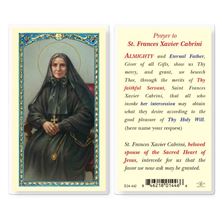 LAMINATED HOLY CARD - ST. FRANCES XAVIER CABRINI