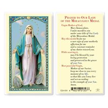 LAMINATED HOLY CARD - OUR LADY OF THE MIRACULOUS