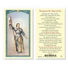 LAMINATED HOLY CARD - ST. JOAN OF ARC