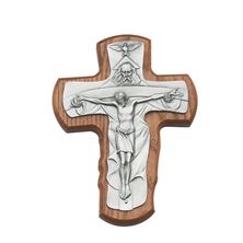 TRINITY CRUCIFIX ON STAINED WOOD