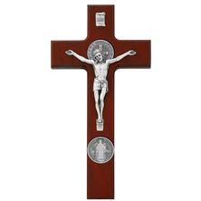 ST. BENEDICT WALL CRUCIFIX - CHERRY FINISH