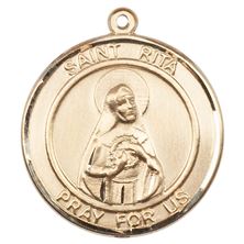 14KT GOLD ST RITA OF CASCIA MEDAL - 3/4" x 5/8"