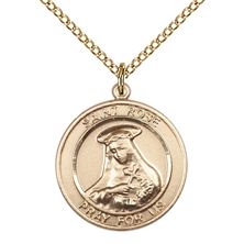 14KT GOLD FILLED ST ROSE OF LIMA PENDANT WITH CHAIN - 3/4" x 5/8"