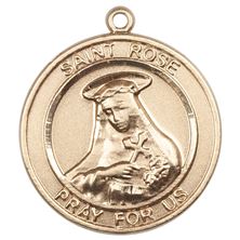14KT GOLD ST ROSE OF LIMA MEDAL - 3/4" x 5/8"