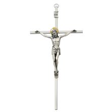 SILVER CRUCIFIX WITH GOLD HALO - 8"