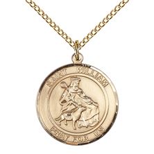 14KT GOLD FILLED ST WILLIAM OF ROCHESTER PENDANT WITH CHAIN - 3/4" x 5/8"