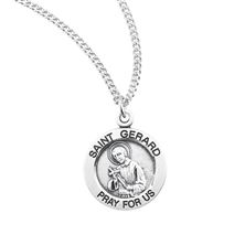 Round St. Gerard Sterling Silver Medal with 18&quot; Chain
