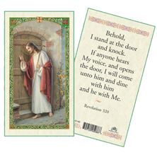 LAMINATED HOLY CARD - JESUS KNOCKING