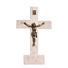 STANDING JERUSALEM STONE CRUCIFIX - 5½”H