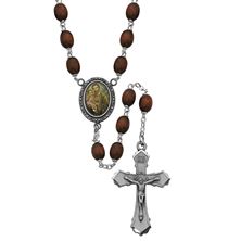 ST. JOSEPH BROWN WOOD BEAD ROSARY