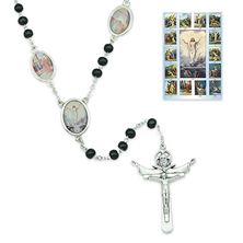 WAY OF THE CROSS CHAPLET WITH TRINITY CRUCIFIX - BLACK WOOD BEADS