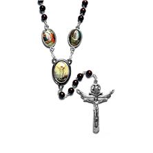 WAY OF THE CROSS CHAPLET WITH TRINITY CRUCIFIX - BROWN WOOD BEADS