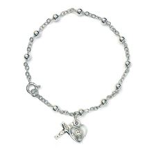 STERLING SILVER ROSARY BRACELET - W/ M.MEDAL