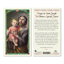 LAMINATED HOLY CARD - ST. JOSEPH FOR SPECIAL FAVOR