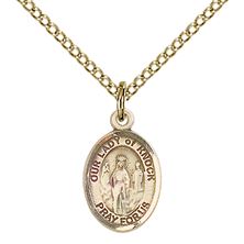 14KT GOLD FILLED OUR LADY OF KNOCK PENDANT WITH CHAIN - 1/2" x 1/4"