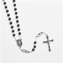 MIRACULOUS MEDAL WEDDING ROSARY BROWN WOOD BEAD - GROOM