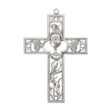 GENUINE PEWTER EUCHARISTIC WALL CROSS WITH CHALICE