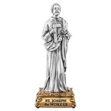 ST. JOSEPH THE WORKER FINE PEWTER STATUE - 4 1/2"