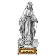OUR LADY OF THE MIRACULOUS MEDAL FINE PEWTER STATUE
