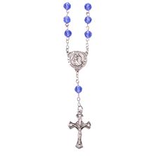 ST. CHRISTOPHER BLUE GLASS BEAD AUTO ROSARY