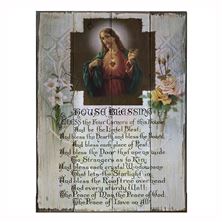 SACRED HEART OF JESUS HOUSE BLESSING WOOD PLAQUE