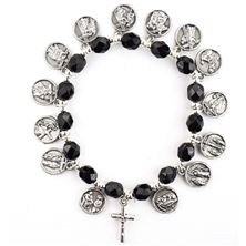 BLACK BEAD STATIONS OF THE CROSS BRACELET