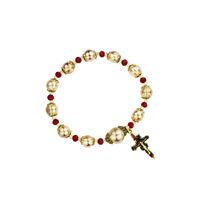 TOPAZ and RED BEAD CHRISTMAS STRETCH BRACELET