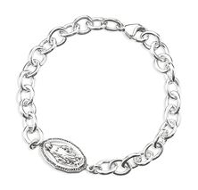 STERLING SILVER HEAVY LINK BRACELET WITH MIRACULOUS MEDAL