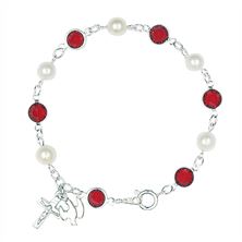 RED AND PEARL HOLY SPIRIT ROSARY BRACELET